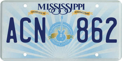 MS license plate ACN862