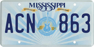 MS license plate ACN863