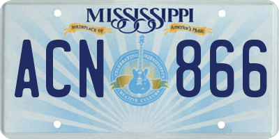 MS license plate ACN866