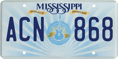 MS license plate ACN868
