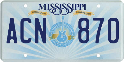MS license plate ACN870