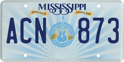MS license plate ACN873