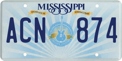 MS license plate ACN874