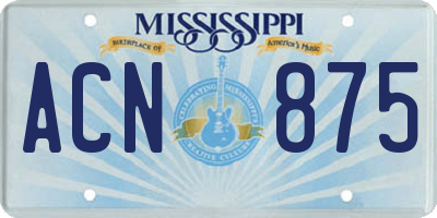 MS license plate ACN875