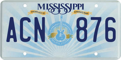 MS license plate ACN876