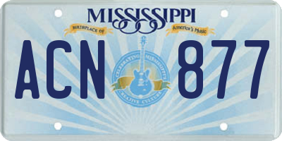 MS license plate ACN877