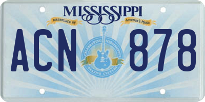 MS license plate ACN878