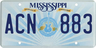 MS license plate ACN883