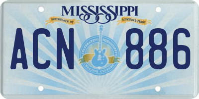 MS license plate ACN886
