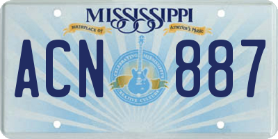 MS license plate ACN887