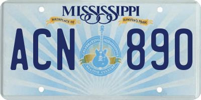 MS license plate ACN890