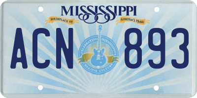 MS license plate ACN893