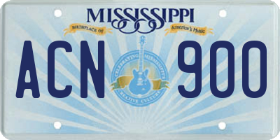 MS license plate ACN900