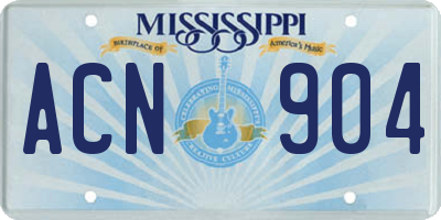 MS license plate ACN904