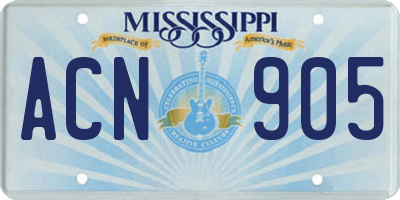 MS license plate ACN905