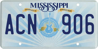 MS license plate ACN906
