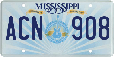 MS license plate ACN908
