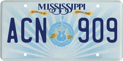 MS license plate ACN909