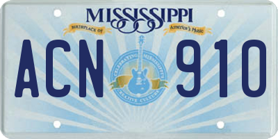MS license plate ACN910