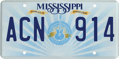 MS license plate ACN914