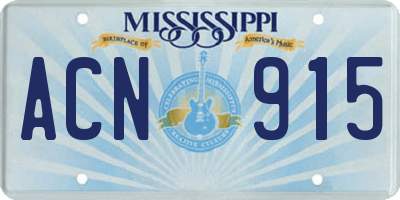 MS license plate ACN915