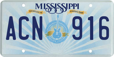 MS license plate ACN916
