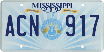 MS license plate ACN917