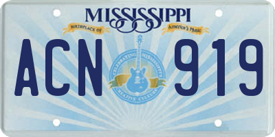 MS license plate ACN919