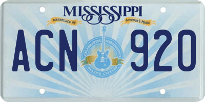 MS license plate ACN920
