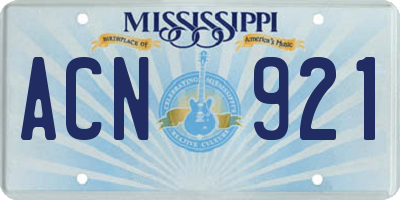 MS license plate ACN921