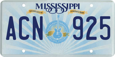 MS license plate ACN925