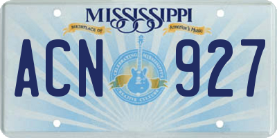 MS license plate ACN927