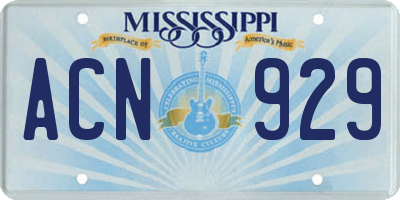 MS license plate ACN929