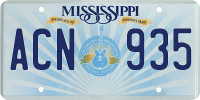 MS license plate ACN935