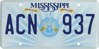MS license plate ACN937