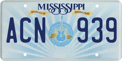 MS license plate ACN939