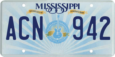 MS license plate ACN942