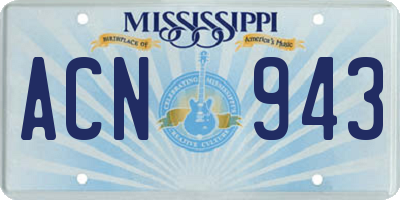 MS license plate ACN943
