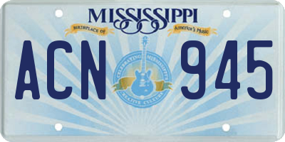 MS license plate ACN945