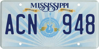 MS license plate ACN948