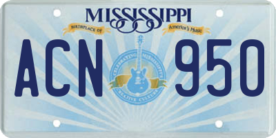 MS license plate ACN950