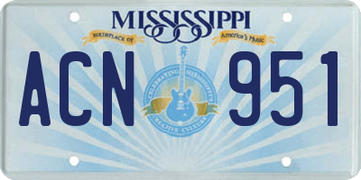 MS license plate ACN951