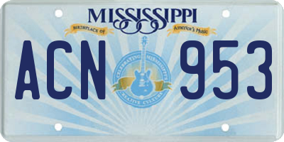 MS license plate ACN953