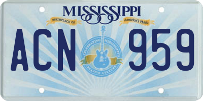 MS license plate ACN959