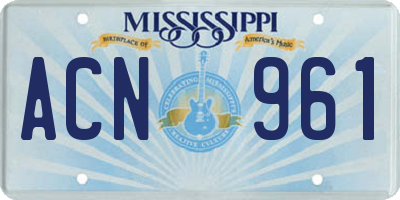 MS license plate ACN961
