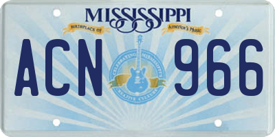 MS license plate ACN966