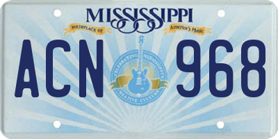 MS license plate ACN968