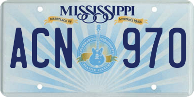 MS license plate ACN970