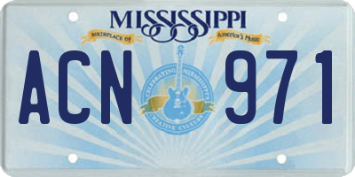 MS license plate ACN971