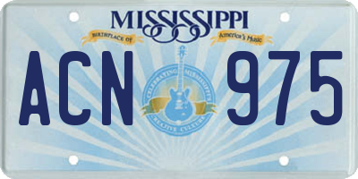 MS license plate ACN975